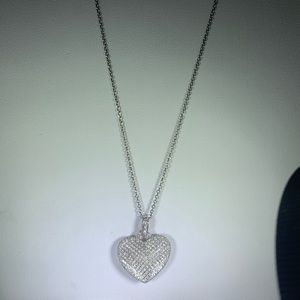 14k Solid Gold 1 CTW Diamond Heart Pendant & Chain